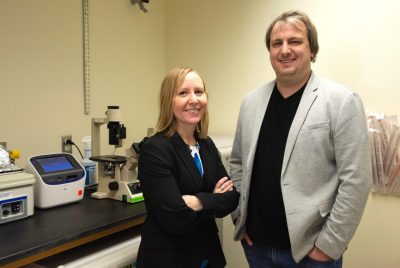 Ann Gregus and Matt Buczynski in lab