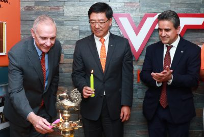 Photo of Virginia Tech Leaders cutting a ceremonial ribbon